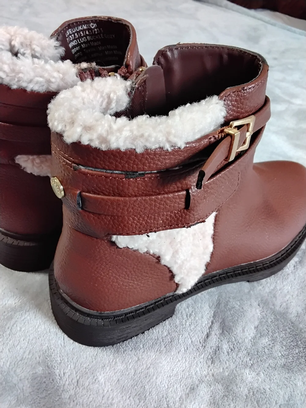 Kenneth Cole Reaction Brown Faux-Shearling Ankle Booties